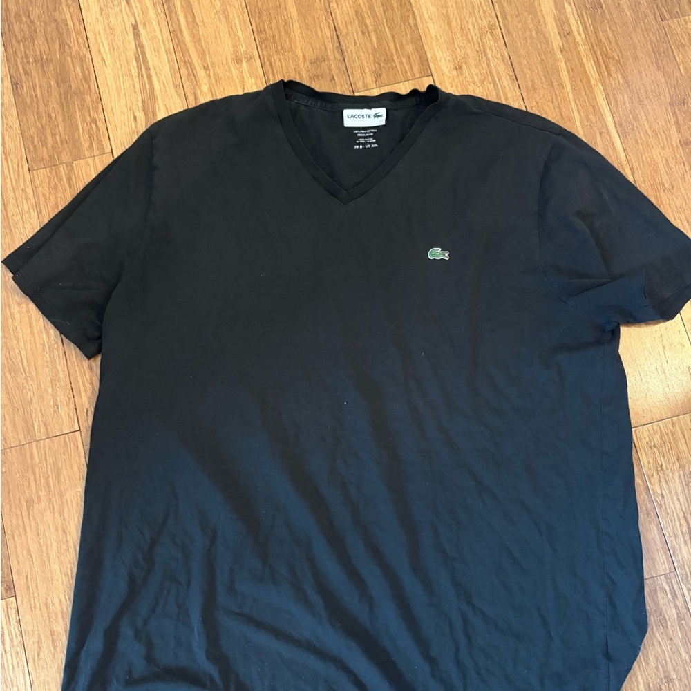 Lacoste Men's Black V-Neck Tee 3xl fr8